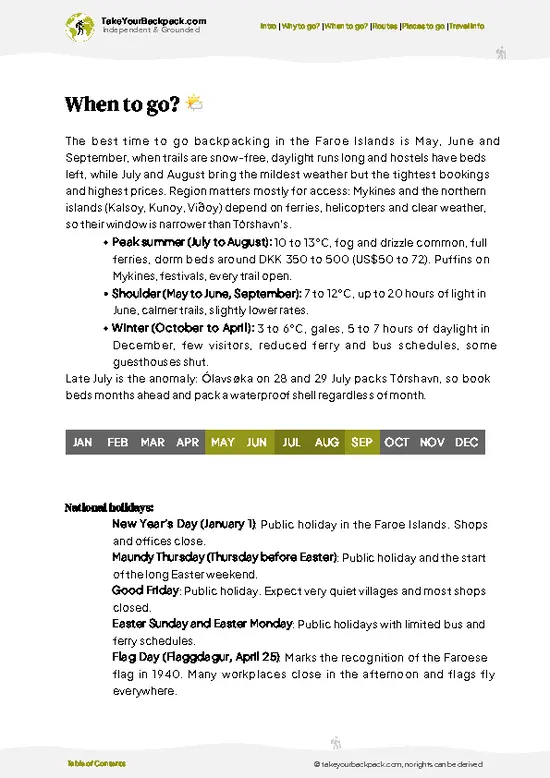 example page 3 from our offline Travel Guide for Faroe Islands